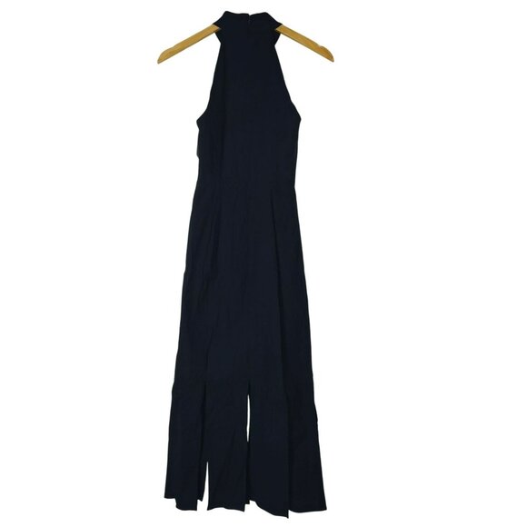 Anthropologie‎ Black Halter Dress Slit Legs XS Black Witchy Goth Romantic Goth - Picture 8 of 11